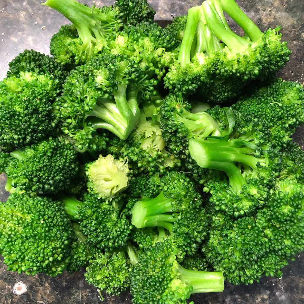 bright green steamed broccoli florets